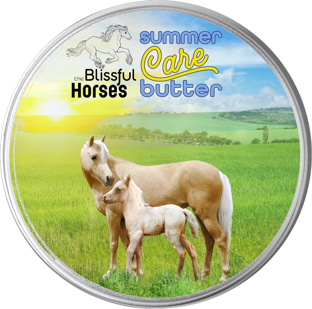 Požehnané koně Letní péče Sun Máslo, Jemný kůň opalovací krém, Easy- to- Aplikujte Equine Sunblock Solution, Must- Horse Essentials for All Day Sun Protection, 8 oz.
