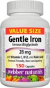 Webber Naturals Gentle Iron Supplement mit Vitamin C, B12 und Folsäure, 28 mg, 150 Kapseln, Stomach-Friendly, Non-Constipating, hilft Eisenmangel Anämie zu verhindern