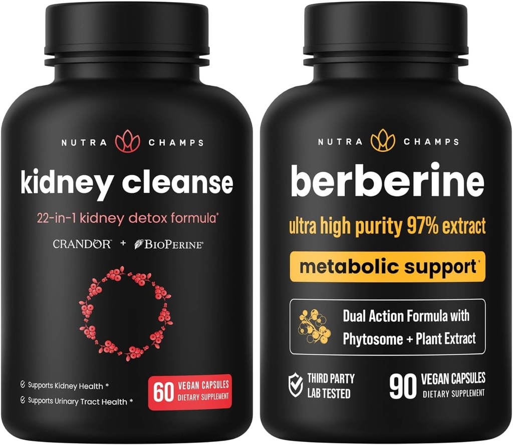 NutraChamps Повний Kidney Здоров'я: Berberine & Kidney Cleanse Duo