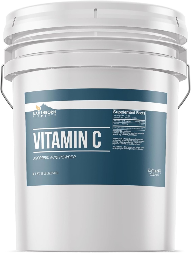Elementos terrestres Vitamina C Powder (5 galo), ácido ascórbico, suplemento e máis limpo