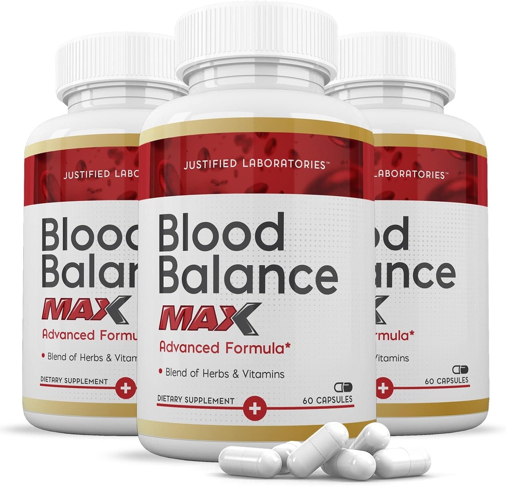 Rättfärdiga laboratorier (3 Pack Blood Balance Max 1295MG Formula Supplement Pills 180 kapslar