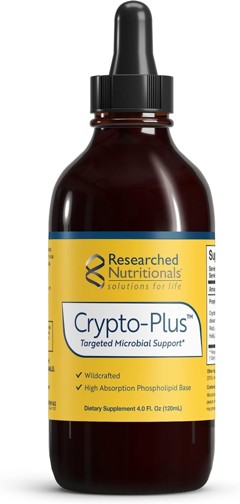Recherches nutritionnelles Crypto-Plus - Formule de support microbienne et immunitaire ciblée avec racine rouge, extrait de noix noire et livraison de phosphate pour absorption maximale d'éléments nutritifs (4 Fl Oz)