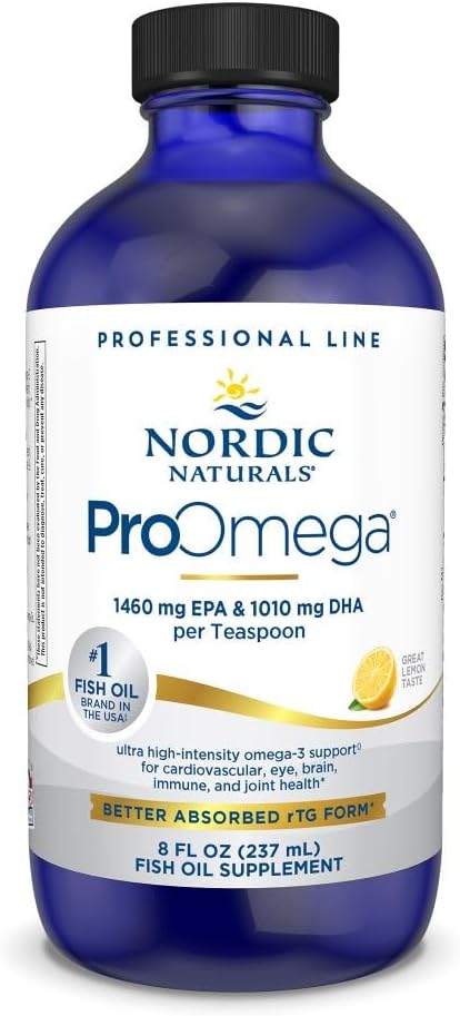 Nordic Naturals ProOmega Vedel, Sidrun Maitse - 8 oz - 2840 mg Omega-3 - kõrge potentsi kalaõli EPA & DHA - soodustab aju, silma, südame ja immuunsüsteemi tervist - Non-GMO - 48 Servings
