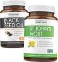 Black Seed Oil & St. John's Wort (1-maand supply) Serene Blend Bundle of Black Seed Oil (60 capsules) Cold-Pressed Nigella Sativa & St. John's Wort (60 capsules) with Powerful 900mcg Hypericine