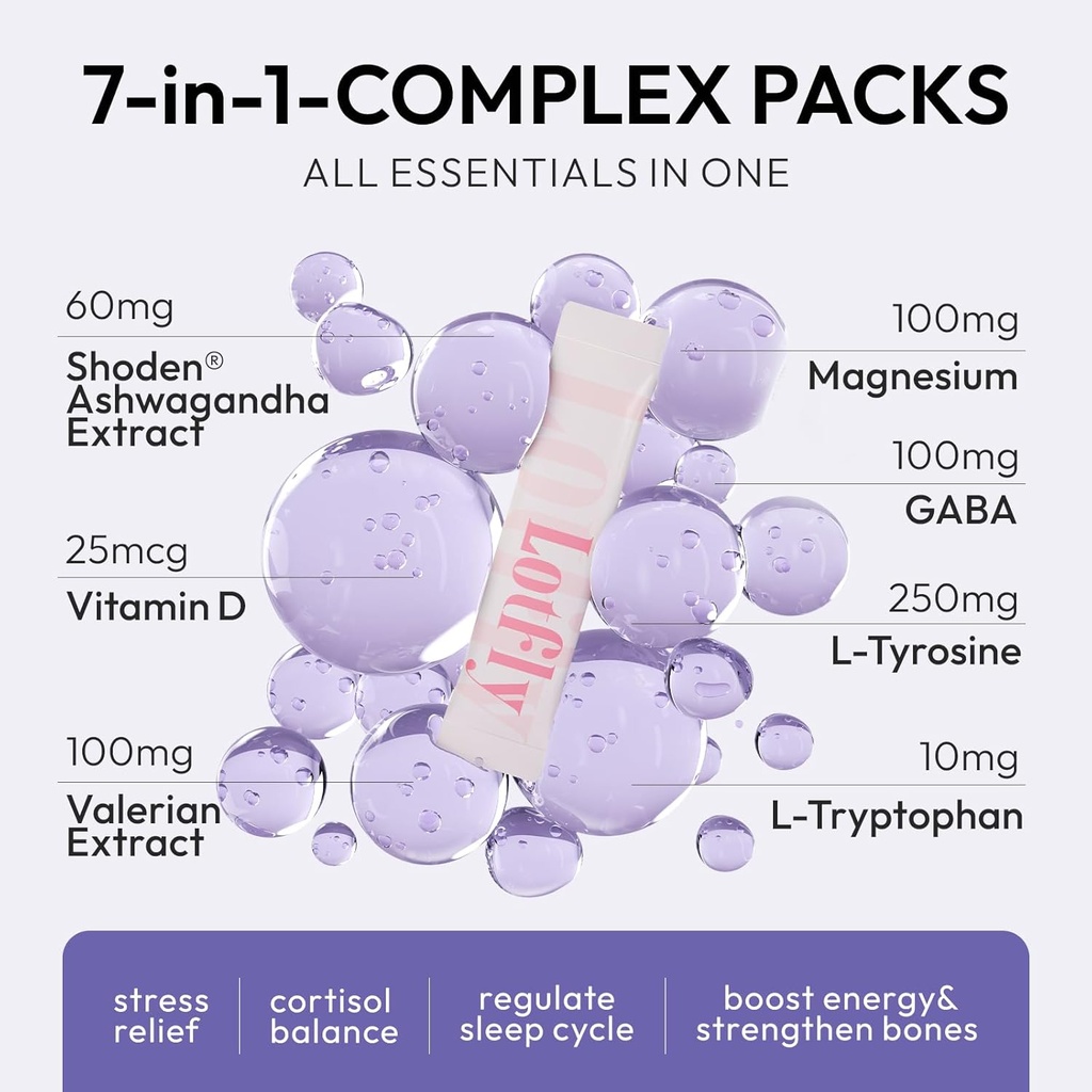 JustCalm Powdered Drink Mix - Stress Reliefd Cortisol Levels Relaxation & Better Sleep - Con magnesio, vitamina D, raíces Valerian, Tyrosine, GABA e Shoden® Ashwagandha - Non-GMO - 10 Ct