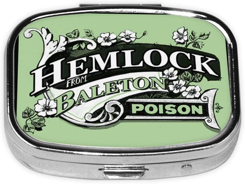 Metal 2 compartimento comprimido organizador de viagem amigável portátil compacto caixa de pílulas bonito caso comprimido para segurar vitaminas / óleo de peixe / suplementos / medidores / Tablet para bolsa / bolso (Hemlock de baleton Veneno)