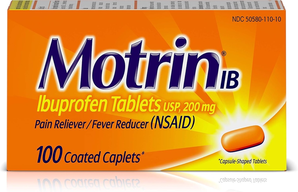 Motrin IB Pain Relifer Fever Reductioner (NSAID) Ibuprofen 平板电脑, 100 计数器