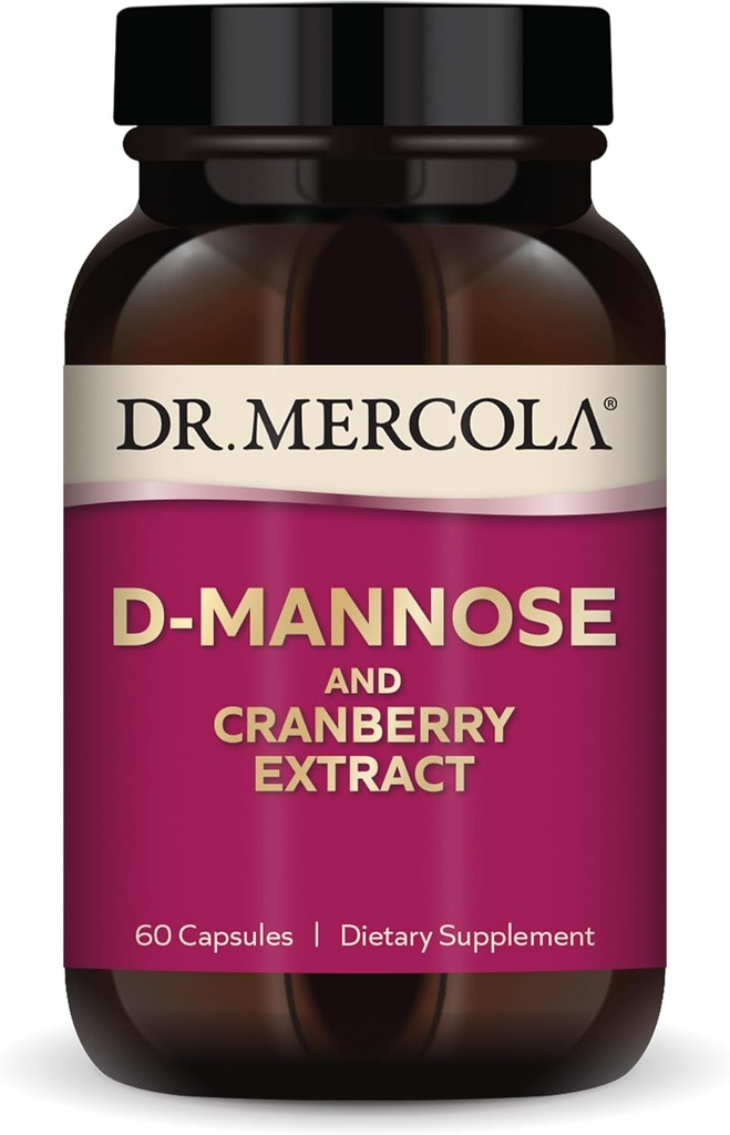 Dr. Mercola D-Mannose and Cranberry Extract, 30 Servings (60 капсули), Хранителна добавка, Поддържа пикочния тракт здраве, Не-GMO