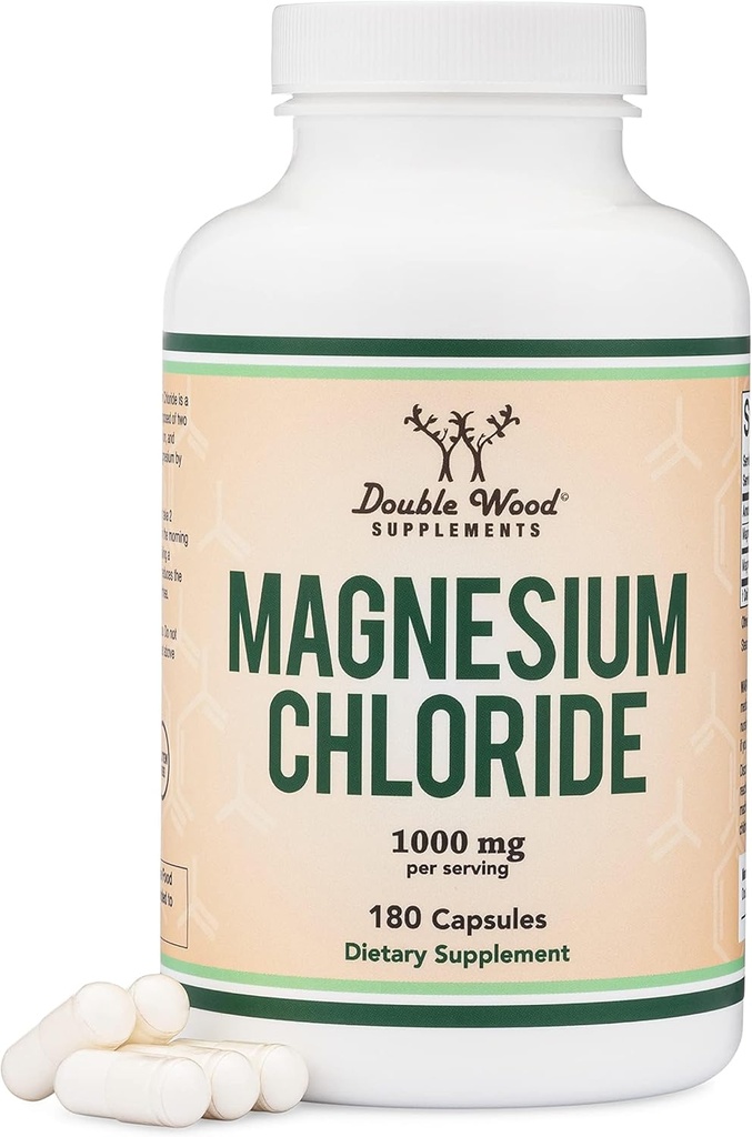 Magnesium Chloride (Cloruro De Magnesio) - 180 Capsules, 1.000mg Per Serving, Supports Digetical dan Bone Health - Non-GMO dan Gluten Bebas oleh Pensediaan Kayu Ganda