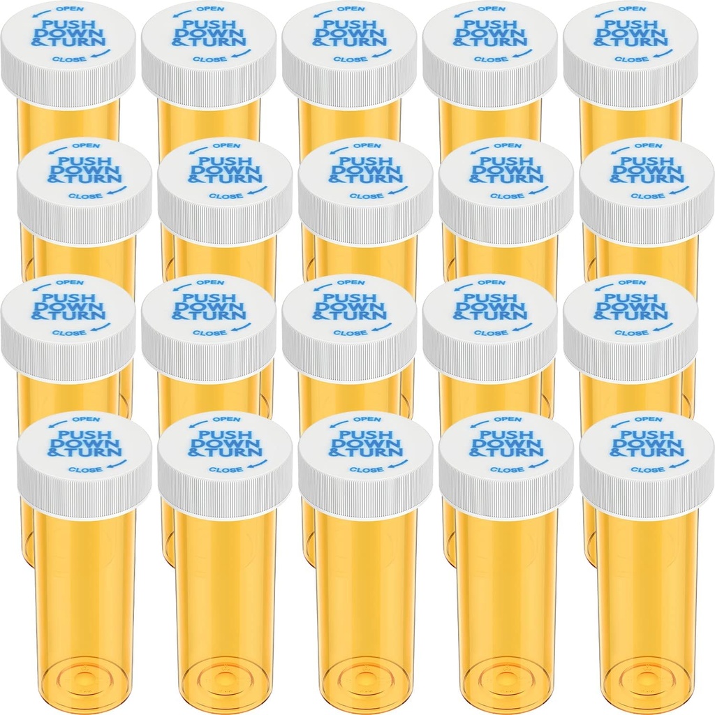 Botol Pil Pill Plastik kosong dengan Caps Anak Resistan, 6 Drum Kontainer Pengurus Obat Resep Kecil Perjalanan Pill Vials Bersihkan Kasus Pill Organizers (20 Pack)