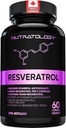 Nutratologi Resveratrol Supplement- Potent Antioksidant Supplement - Anti Aging Trans Resveratrol - Øker kardiovaskulær helse, celle regenerering og hårvekst - 60 Kapsler - 30 Serveringer