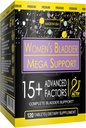 Actif Women's Bladder Mega Support cu 15+ Factori, Non-GMO, pentru controlul vezicii urinare și suport pentru vezica urinară completă, Made in USA, 120 Conte