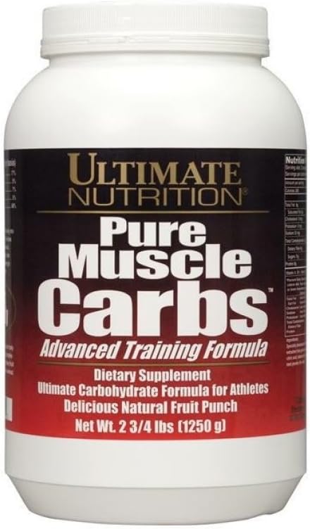 Ultimate Nutrition Pure Muscle Carbs - Pó complexo carboidratado para energia sustentada - Sem gordura, Sem colesterol - Caloria para ganhadores de músculos e atletas, Fruit Punch, 2.75 Libras