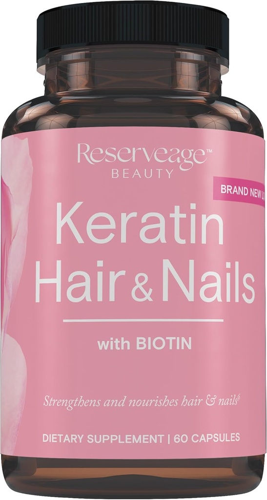 Biotin을 가진 예비 품목 Keratin 머리 승압기 - Biotin & Resveratrol를 가진 Keratin 보충교재 - 지원 머리 성장 & 못 건강 - 60의 캡슐