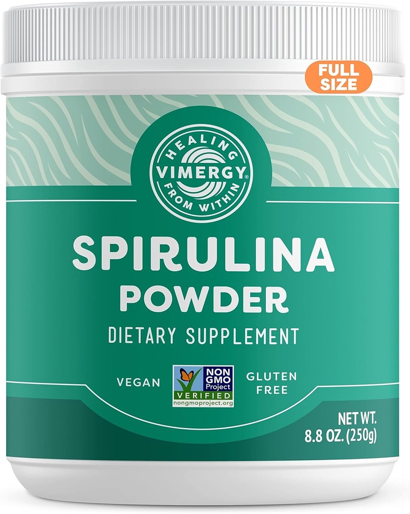 Vimergy Spirulina Toz - Kompüter Protein Support Immune Health & Cardiovascular funksiyası - Vegan, Kosher, Gluten-Free - 250g
