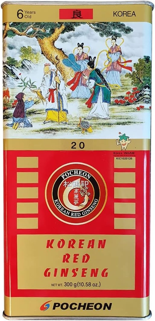 Pocheon 300g coreano enlatado enlatado Panax vermelho Ginseng 14 Raízes 6Anos Bom grau 300-20, Suporte Imune Natural