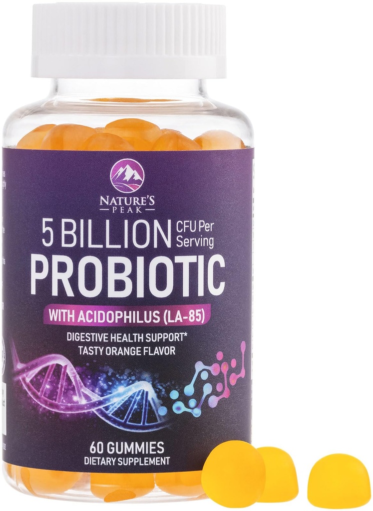 Probiotic Gummies - 6 Premium Probiotic Strains - Daily Gut Health Pro Biotic Gummy Supplement for Women, Men & Teens, Natural Digestive Health Support, “Good” Gut & Immune Support - 60 Gummies