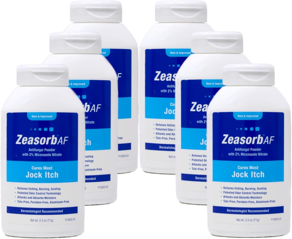 Zeasorbi seentevastase ravi pulber, Jock Itch - 2,5 untsi, 6 pakendit