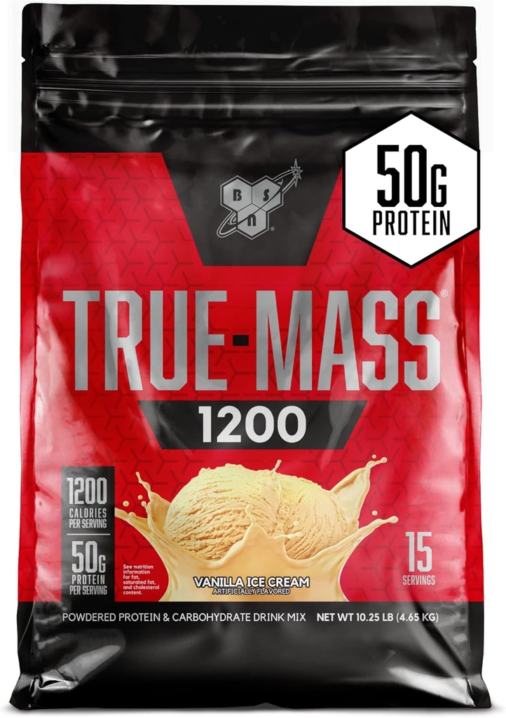 BSN TRUE-MASS Çəkisi, Muscle Mass Kazaner Protein Toz, Vanilla Ice Cream, 10. Pound25
