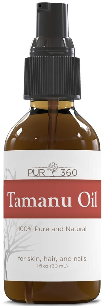 PUR360 Óleo de tamanu - Melhor tratamento para a Psoríase, Eczema, Acne Scar, Rosacea - Alívio para pele seca, escamosa, escalpe e mais - frio prensado - comprovada 100% puro