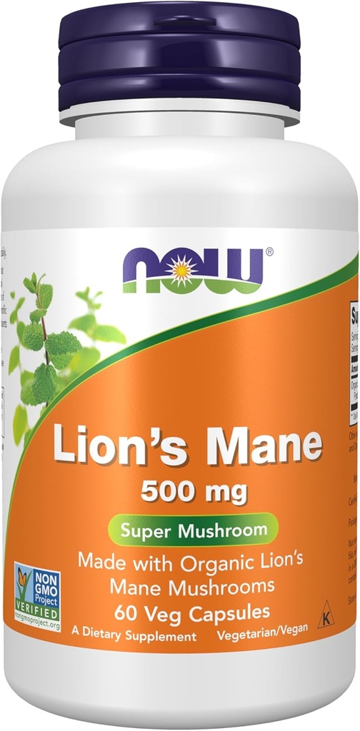 Bây giờ thực phẩm bổ sung, Mane 500 mg, Super Mushroom, sản xuất với Mane Mushrooms, 60 Veg Capsules