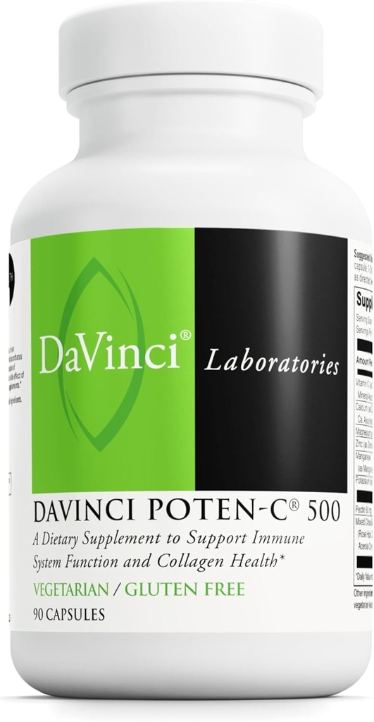 Els laboratoris DAVINC poten-C 500 - Dietary suplementari per donar suport a la funció del sistema Imnee i C C C, Calci, Magnesi, Potassa i més - Vegetarian - Guten-Free - 90 tetes