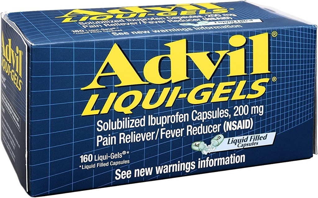 Advil Advil Advil Advil Medicine for Pain, 160 Liqui Gels 200 mg (Paket 3)