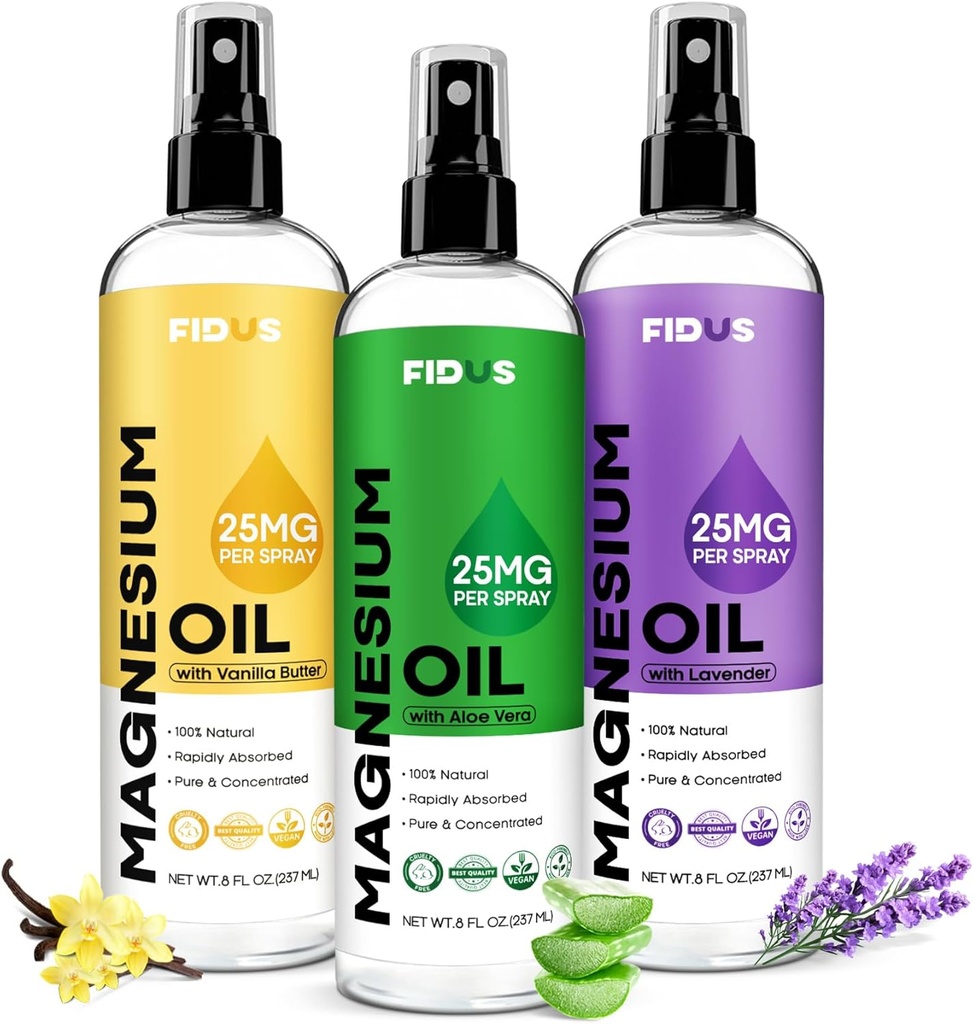 Fidus 100% dầu tinh khiết của Magnesium xịt cùng với Aloe Vera - Big 8 ff oz jesical Manesium cho bàn chân, chất hữu cơ Magnesium tự nhiên từ cây cầu cổ đại Zechstein bảy hầm mỏ biển