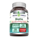 Amazing Formulas Biotin 10,000 mcg | Fast Dissolve Tablets | Non-GMO | Gluten Free Supplement | Made in USA (120 Count, Strawberry)