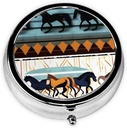 Pill Box, Purse & Pocket için Küçük Pill Vakası, Cute Medicine Organizer Seyahat Pillbox, Portreatif Pill konteynerleri Vitaminleri, İlaçları, Fish Oil ve Supplements,Horse Stripes