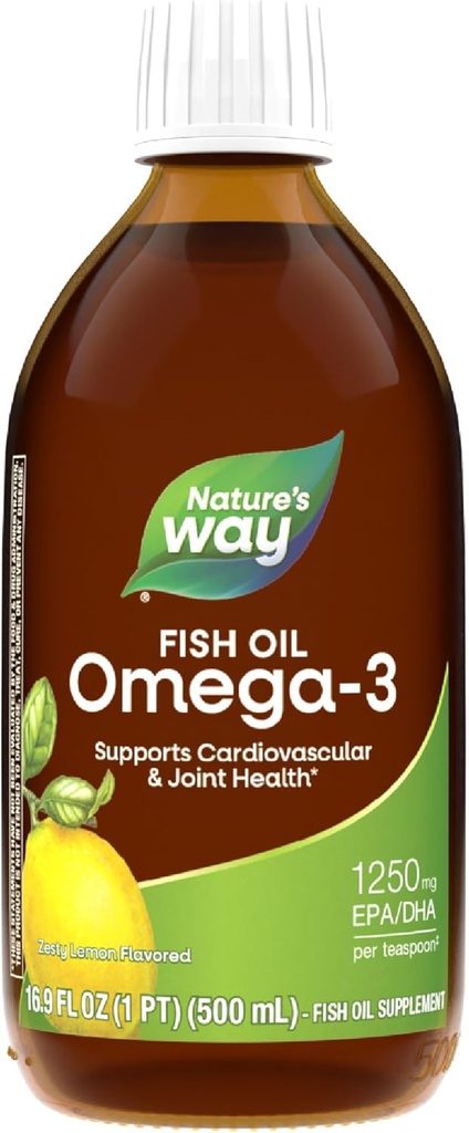 Nature's Way NutraSea Omega-3 Fish Oil, 1250 mg EPA/DHA, Zesty Lemon Flavored, 16.9 fl oz.