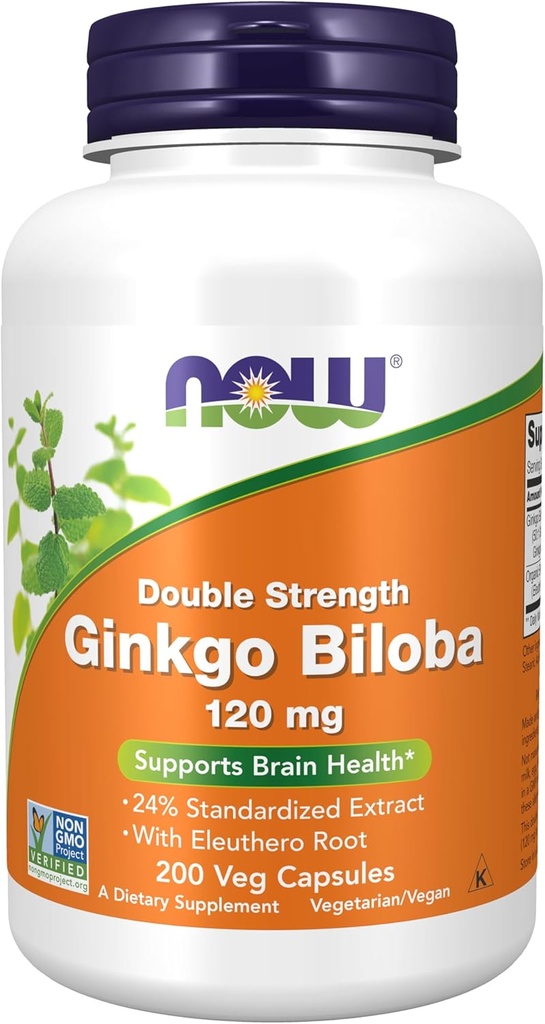 Teraz doplnky, Ginkgo Biloba 120 mg, Double Strength, Non-GMO Project Overené, 200 Veg Kapsule