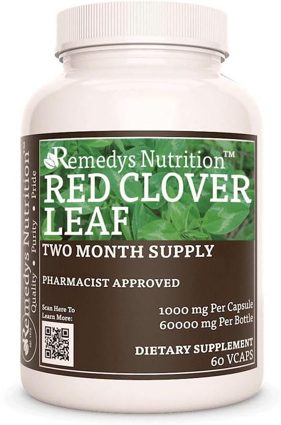 Remedy 's ernæring Red Clover Leaf 124; 1.000 mg, 60 Vegan Kapsler Herbal Kosttilskud 124; Two Month Supply