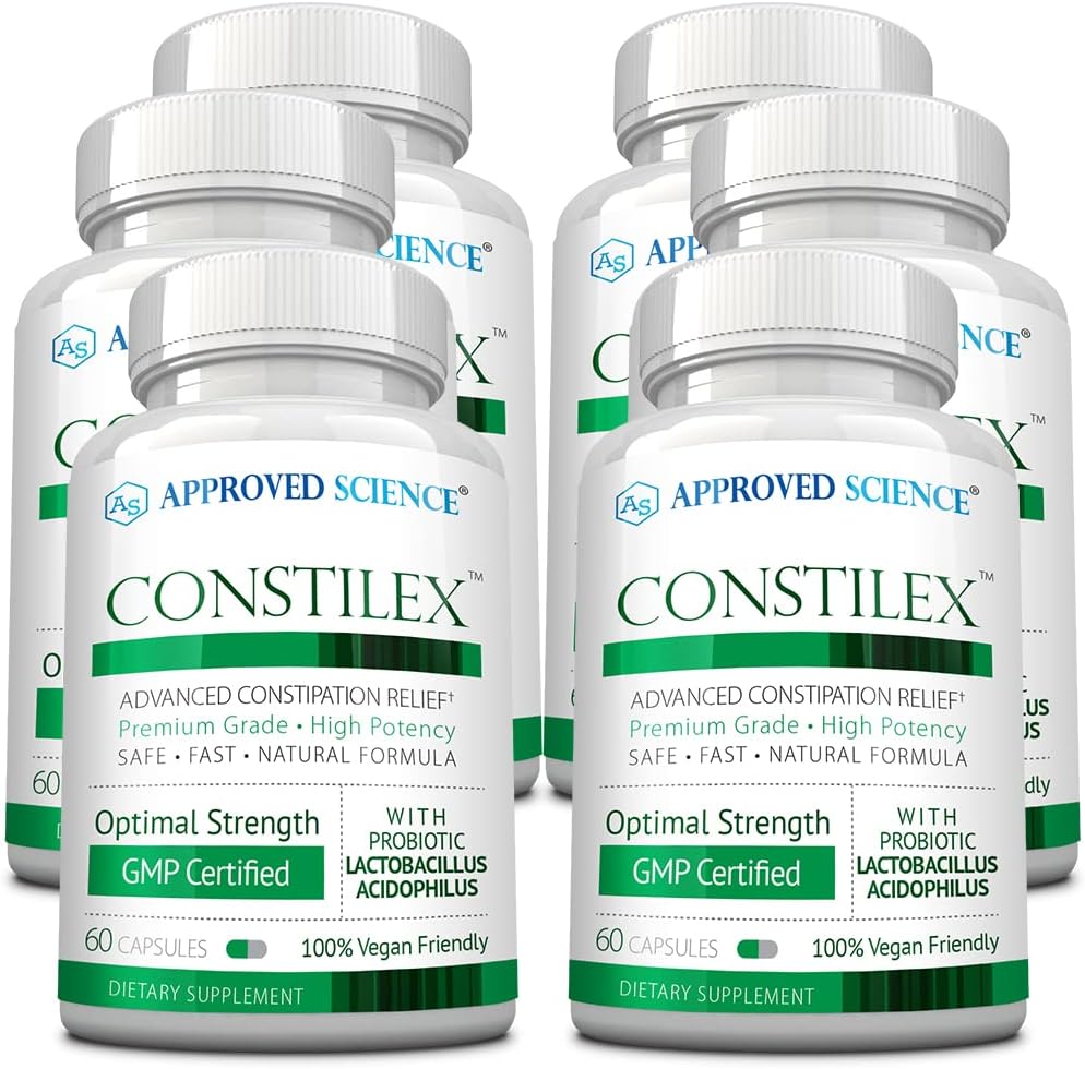 Approved Science Constilex - Rapid Constipation Relief & Support from Future Episodes - Promotes Healthy Levels of Bacteria and Strengthens Intestinal Flora - 6 Bottles