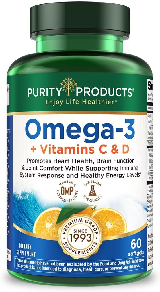 Puhtustooted - Omega-3 Plus C & D-vitamiin, 60 pehmegeeli