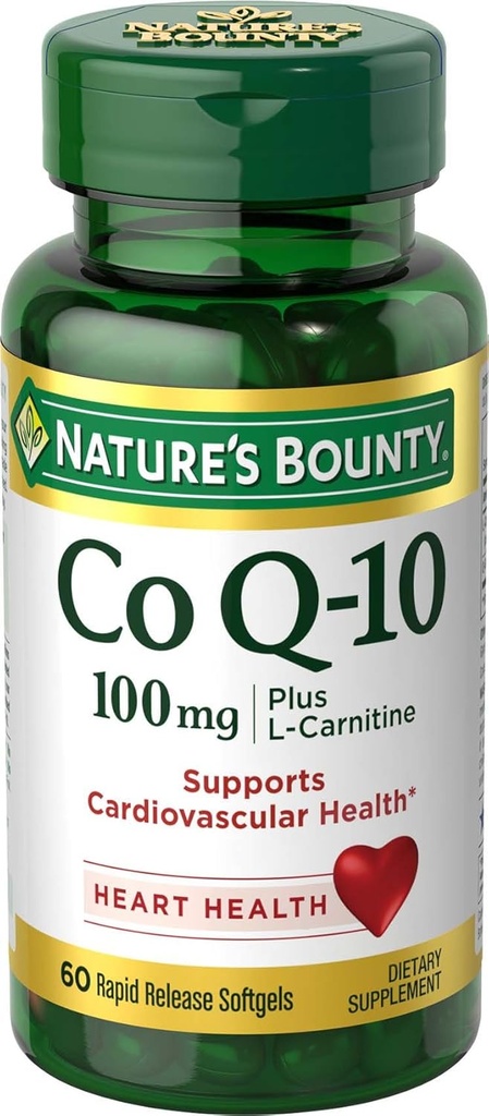 Thiên nhiên của Bounty CoQ10, hỗ trợ tim khỏe, 100mg Plus L-Carnitine, 60 Tiftgels