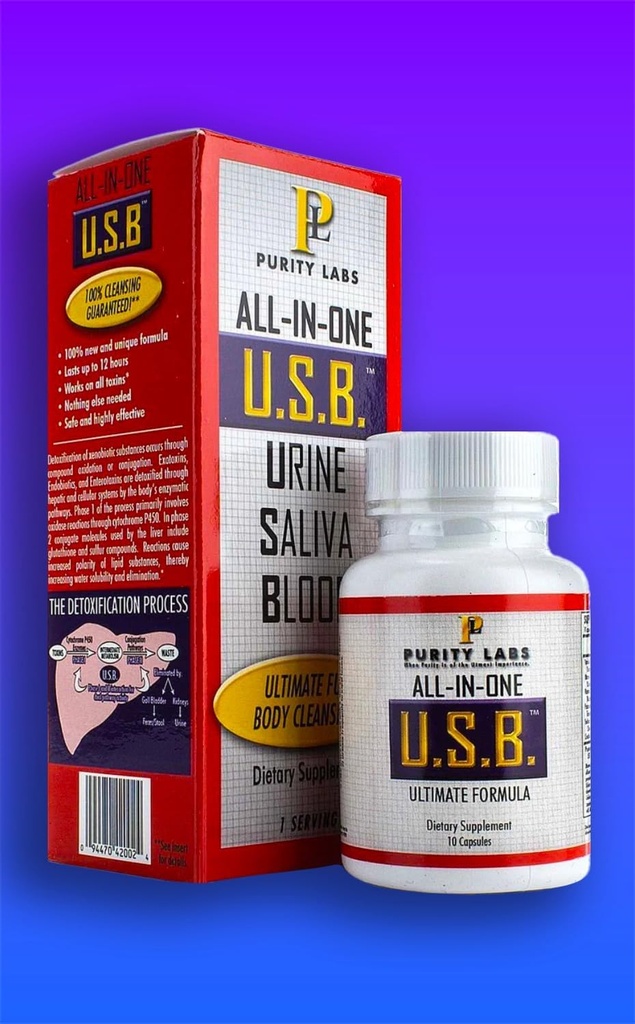 U.S.B. Purity Labs All-in-One USB Ultimate Formula Detoxification Addition, 10 капсули