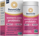 Renew Life Women's Probiotic Capsules, Supports pH Balance for Women, Vaginal, Urinary, Digestive and Immune Health, L. Rhamnosus GG, Dairy, Soy and Gluten-Free, 90 Billion CFU - 30 Ct