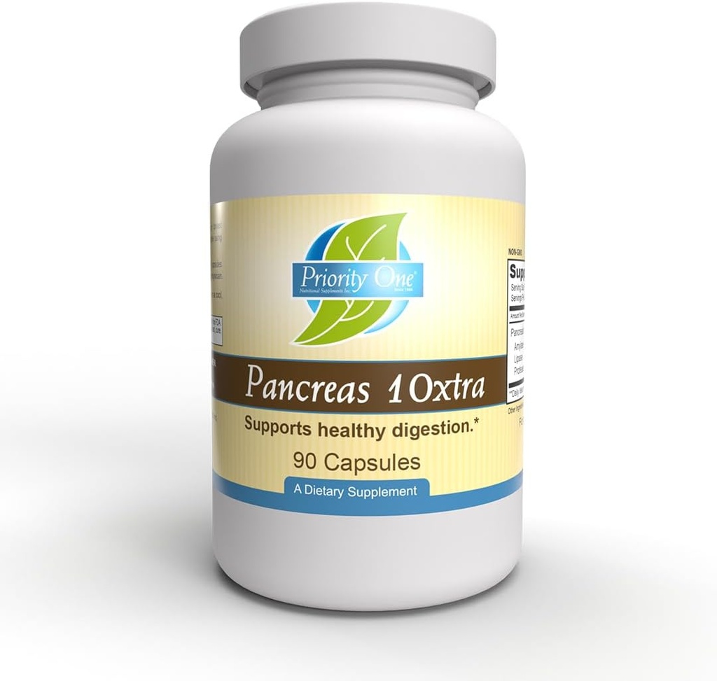 Prioridad Una vitaminas Pancreas 10xtra 90 cápsulas - enzimas pancreáticas amilasa, lipasa y proteasa Apoyo natural Digestión saludable.*
