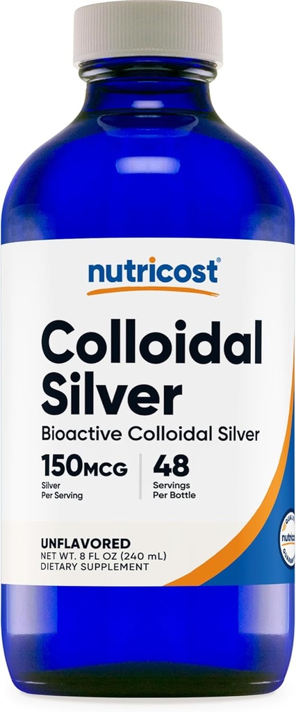 Nutricost Coloidal Prata 8 onças - Cobalto Garrafas de vidro azul, Bio-Ativa Coloidal Prata