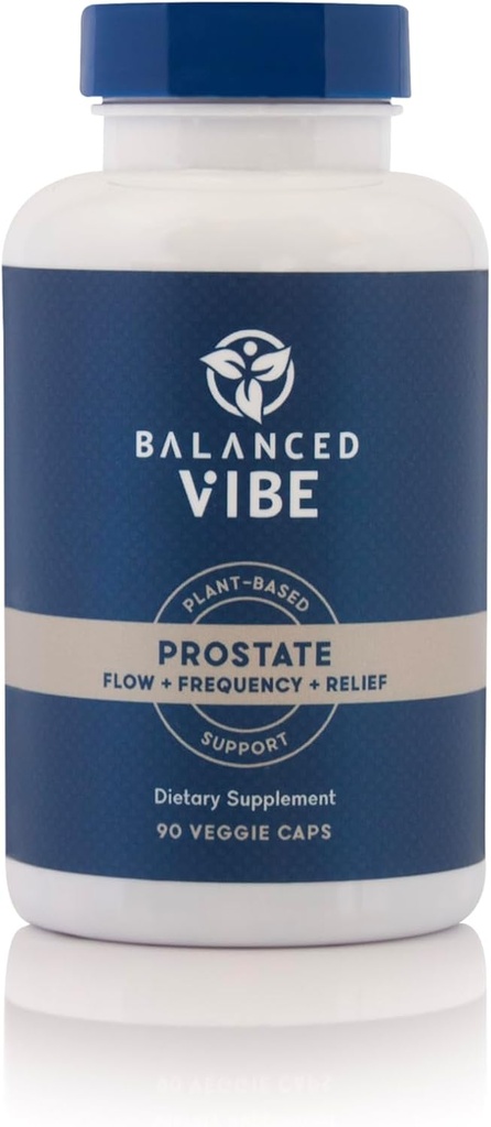 Supplément équilibré de support de la prostate Vibe pour les hommes Formule biologique à base de plantes avec Saw Palmetto, Pygeum et Beta-Sitosterol