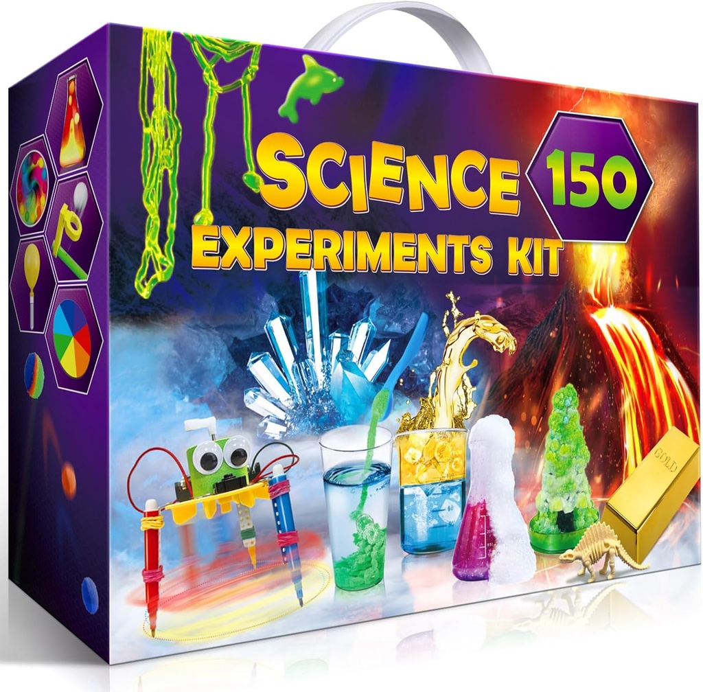 UNGLINGA 150 Experimentos Ciencia Kits para nenos, S.T.E.M Proxecto educativo Toys for Boys Girls Birthday Gift Ideas, Volcano, Chemistry Lab Tools Scientist Set