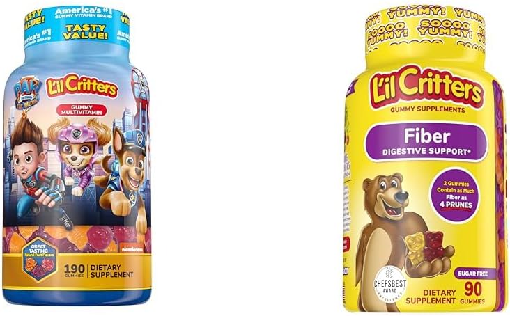 L'il Critters Paw Patrol Gummy Vites multivitamiini lastele, 190 Gummies ja L'il Critters Fiber Gummy Supplement lastele, 90 Gummies