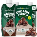 Puramente Ispirato Pronto a Bere Organic Protein Shake, Cioccolato Decadente (12 Pack) - Bevande nutrizionali RTD a base vegetale - Zero-Sugar & Gluten-Free Meal Drink Liquid Protein