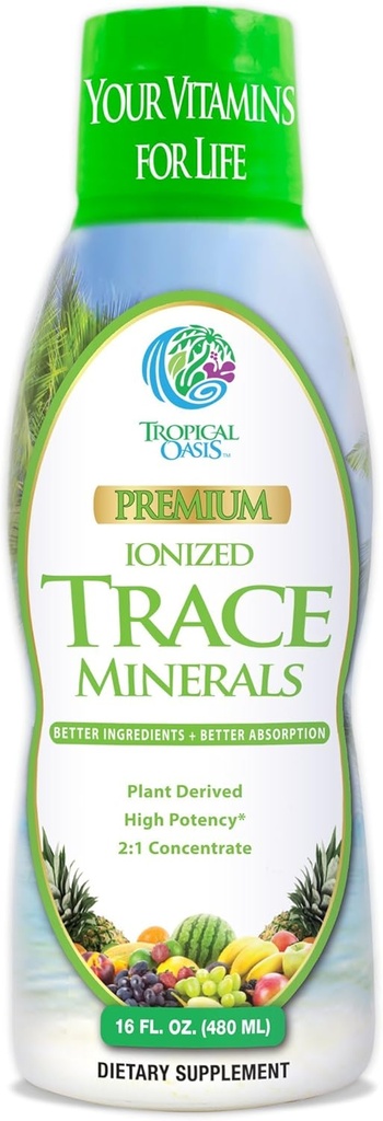 Tropik Oasis - Premium İonized Bitki əsaslı Trace Minerals Liquid Formula- 74 əsas minerallar dəyərinə qiyməti - 16 oz, 32 xidmət