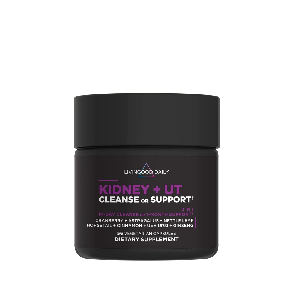 Livingood Daily Kidney Cleanse & Urinary Tract Support Supplement for Women & Men, 14-Day Detox or 28-Day Wellness Routine with Cranberry, Nettle Leaf, Astragalus & Cinnamon, Gluten Free, 56 Capsules