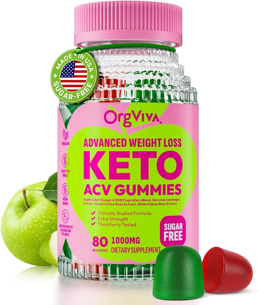 Keto Acv Gummies for Advanced Weight Loss: Apple Cider Vinegar Gummies with Vitamins to Support Digestion, Metabolism, & Immune Health - Sugar Free 80ct