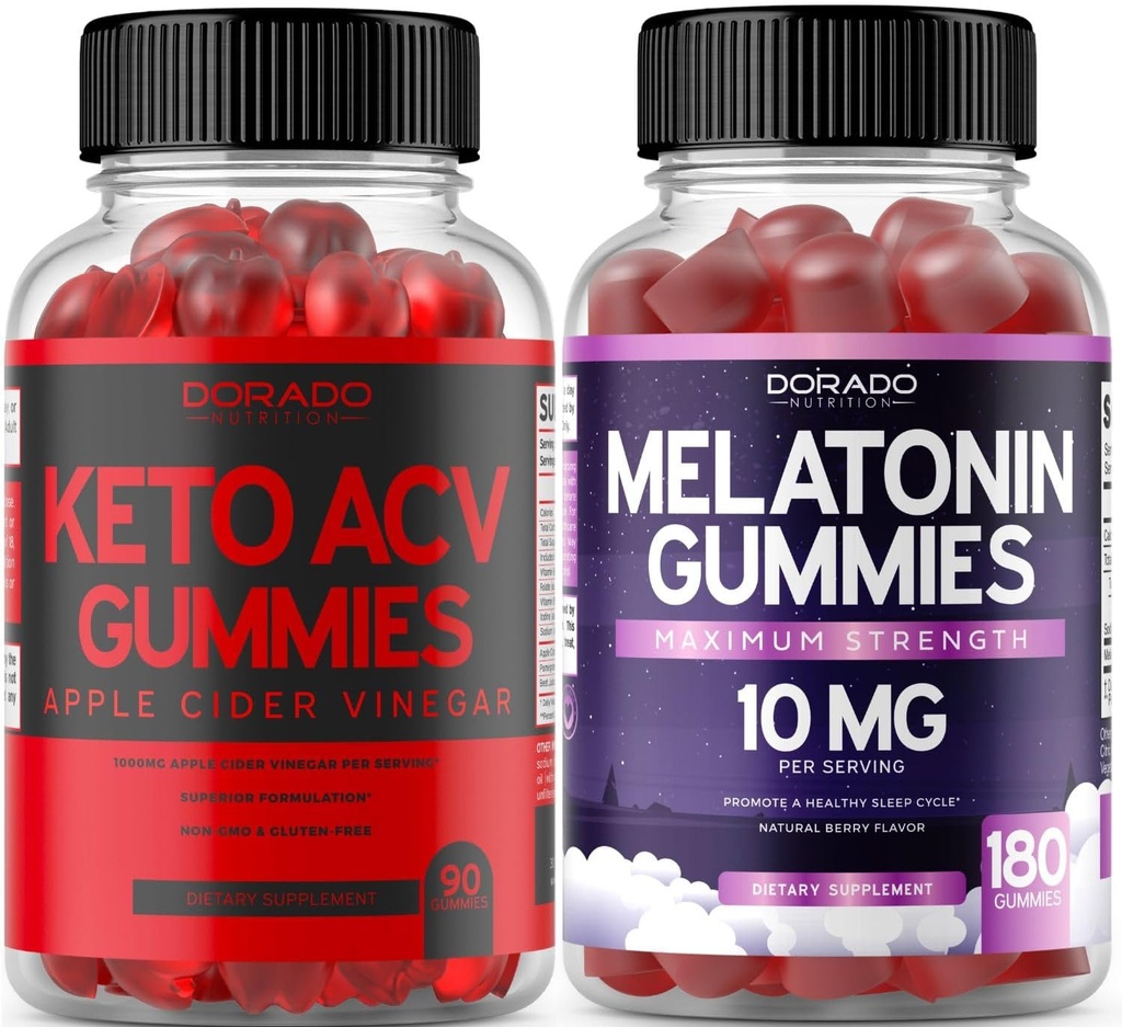 Keto ACV Gummies Avansert vekttap (90 greve) - Støtte Sunn Digestion & Metabolisme - Melatonin for voksne (180 greve) - Rask oppløsning Melatonin 20mg Gummies - Ikke GMO, Vegan & USA Laget