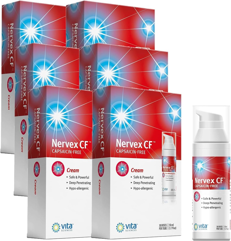 Vita Sciences Nervex CF Neuropati Eller ve Ayaklar için Yardım - Yanan için Güçlü Krem Formula, Tingling, Numbness - Arnica, B12, B1, B5, B6, E, MSM, Aloe ve Coconut Petrol Üssü - 6 Paket