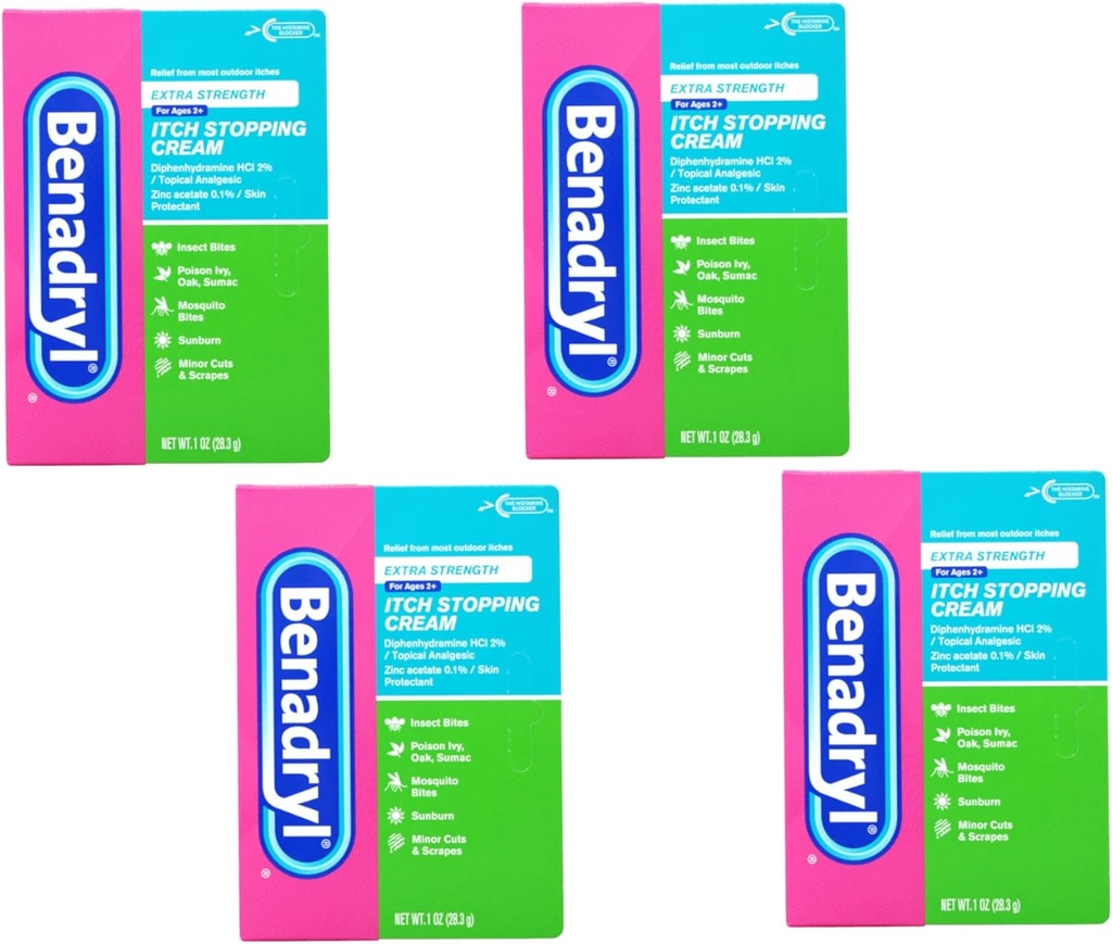 Benadryl Itch Stopping Cream Extra Strength 1 oz (Pack of 4)